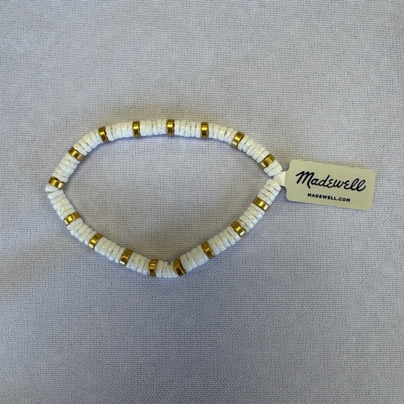 Madewell Jewelry - Madewell Puka Shell Gold Bead Stretch Bracelet